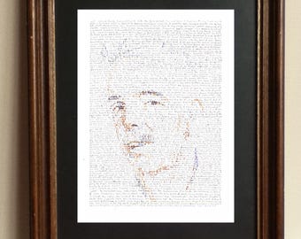 Thomas Pynchon, a handmade portrait with an excerpt from Gravity's Rainbow