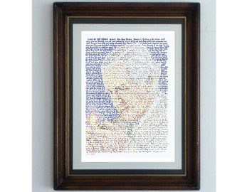 J. R. R. Tolkein Portrait of the creator of The Lord of the Rings Text from The Two Towers Wall art Great gift for Fans Book lovers Teachers