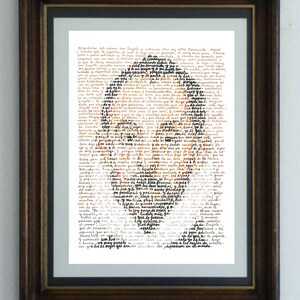 Miguel de Cervantes 'in his own words' - portrait of the Spanish writer, from Don Quixote de La Mancha, Spanish word art wall decor poster