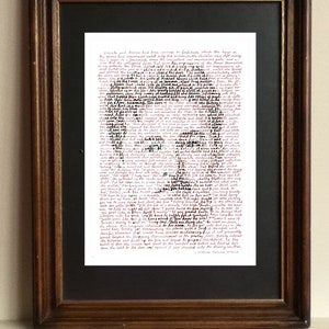 William Faulkner, portrait of the Southern writer &#39;in his own words&#39;, excerpt from The Sound and the Fury, word art wall decor poster