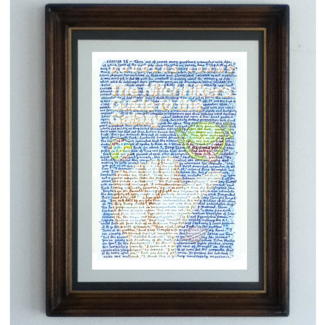 The Hitchhiker's Guide to the Galaxy, a Handmade Word Art Poster of the