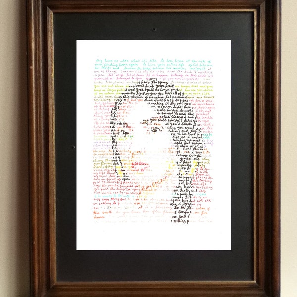 Rupi Kaur poster, a handmade portrait of the contemporary poet in her own words with a selection of her poetry