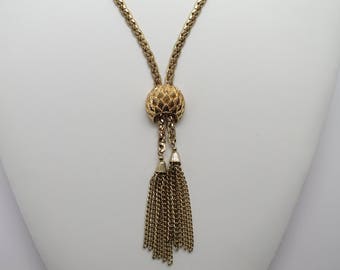 Vintage Corocraft  Adjustable Slide and Tassel Necklace