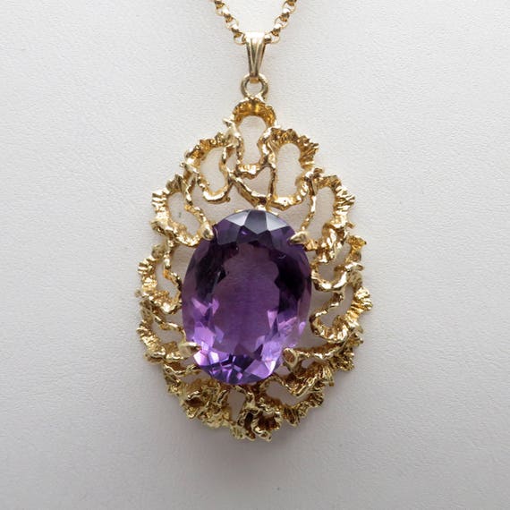 Stunning 14K Yellow Gold Amethyst Necklace set wi… - image 2