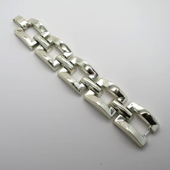 Vintage Large Rectangular Link Bracelet - image 3