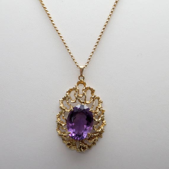 Stunning 14K Yellow Gold Amethyst Necklace set wi… - image 1