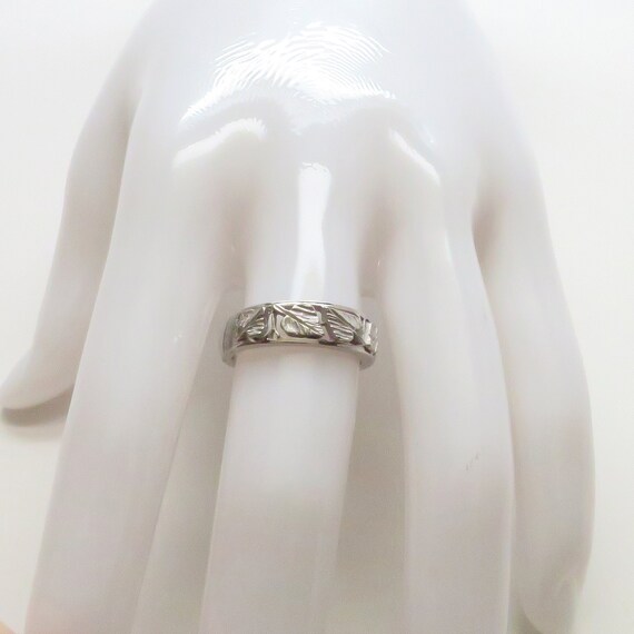 Art Nouveau Style Vintage New 14K White Gold 3D O… - image 3