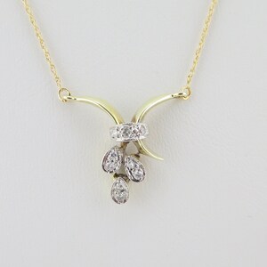 Stunning 14K Yellow & White Gold Ornate .15ct TW Genuine Natural Diamond Necklace/ 15.75” Fine Rope Chain/ 3.54 Grams