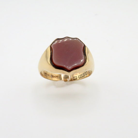 Antique English Solid Back 9K Yellow Gold Sardonyx