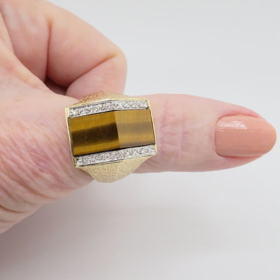 Unique Large Rectangular 14K Yellow & White Gold … - image 3