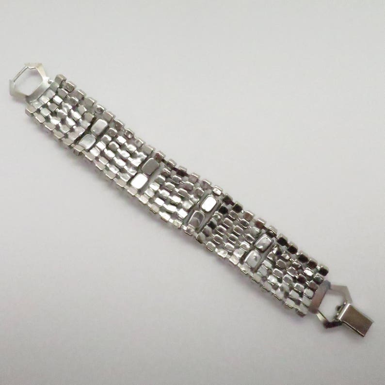Vintage 1 Wide Flexible Rhinestone Bracelet
