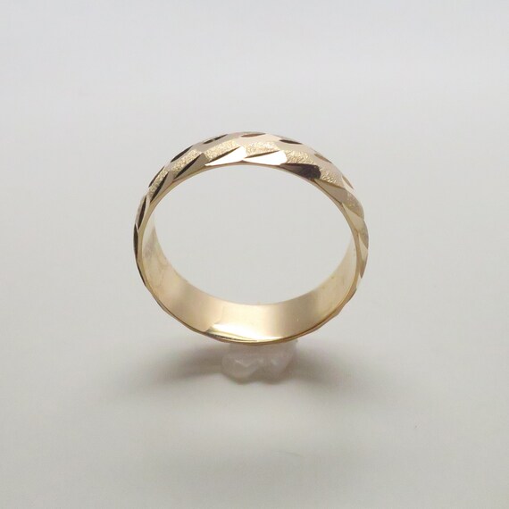 Stunning Vintage New 14K Yellow Gold 6mm Wide Ban… - image 4