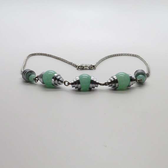 Vintage Art Deco Light Jade Green Subtle Opaque B… - image 3