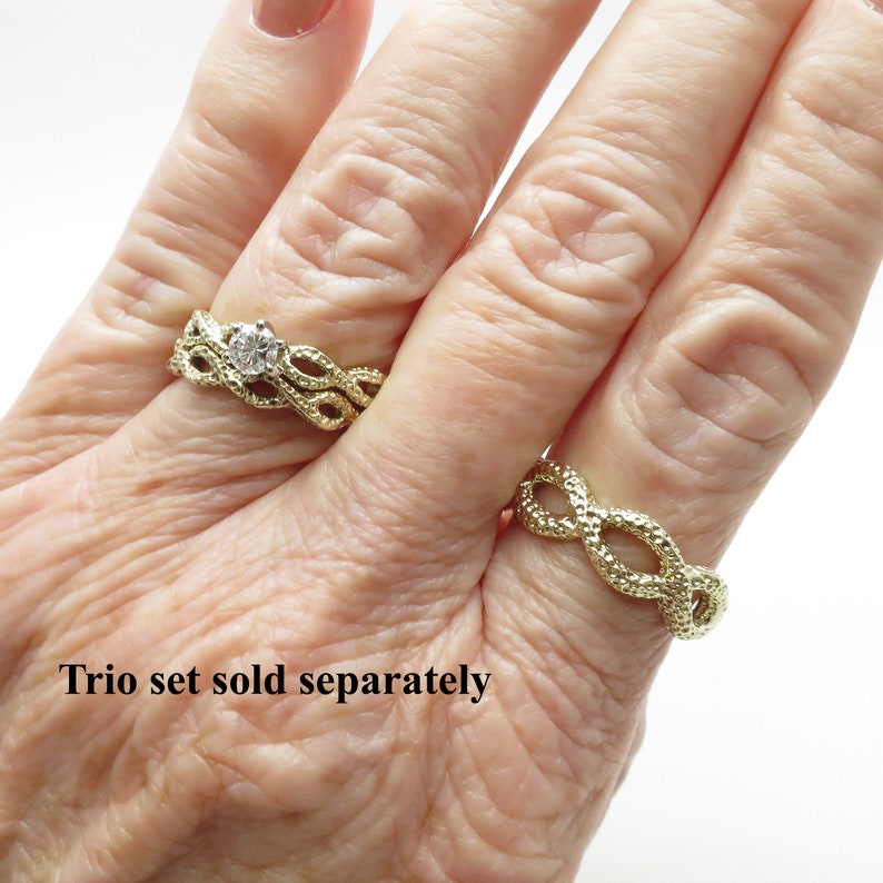 Weighs 2.76 Grams Unique 14K Yellow Gold Braided 3.5mm Wide Signature Ring Band Stacking Ring Wedding Band Size 6 12