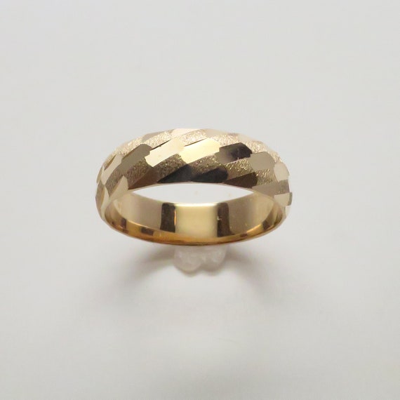 Stunning Vintage New 14K Yellow Gold 6mm Wide Ban… - image 1