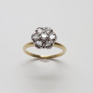 Classic Vintage New 10K Yellow & White Gold 1/2ct TW Diamond Cluster Engagement Ring/ Size 6 1/2/ Weighs 2.353 Grams