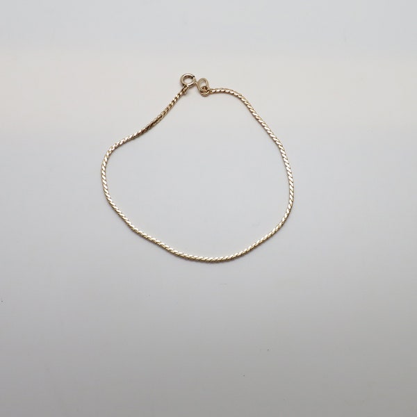 Vintage New Krementz Gold Overlay 7 1/2" Long Serpentine Chain Bracelet / Nothing Bracelet