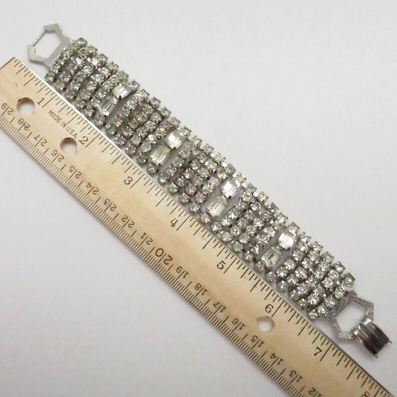 Vintage 1 Wide Flexible Rhinestone Bracelet