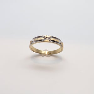 New 10K Y/W Gold 3.5mm Wide Diamond Tapered Wedding Band/ Ring/ Band/ Size 4.5/ Weighs 1.44 Grams