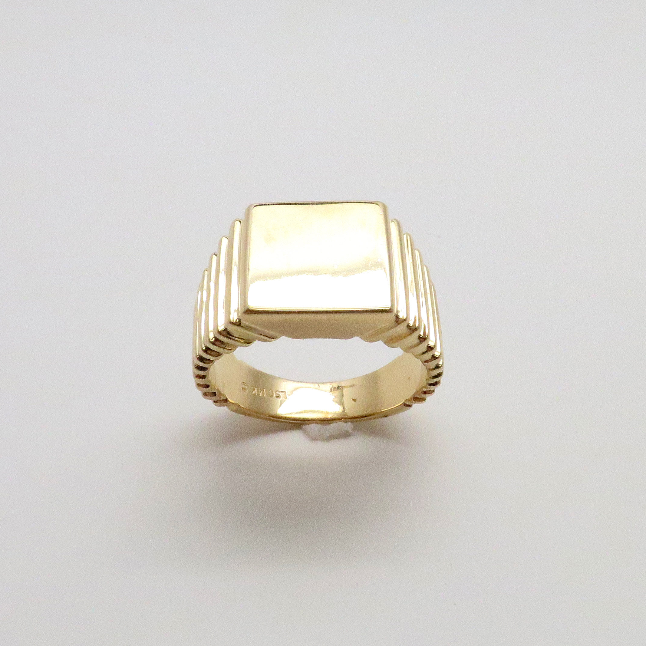 14k Yellow Gold Square Onyx and Diamond Mens Ring Size 10