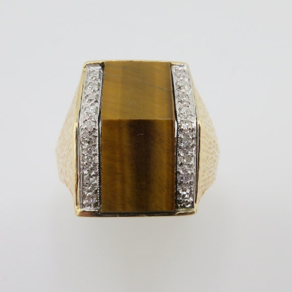 Unique Large Rectangular 14K Yellow & White Gold … - image 2