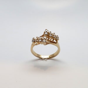 Stupendo anello vintage a forma di marquise in oro giallo 14 carati, 0,50 ct, con diamanti TW, da cena, cocktail, misura 6,5