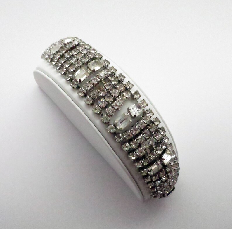 Vintage 1 Wide Flexible Rhinestone Bracelet