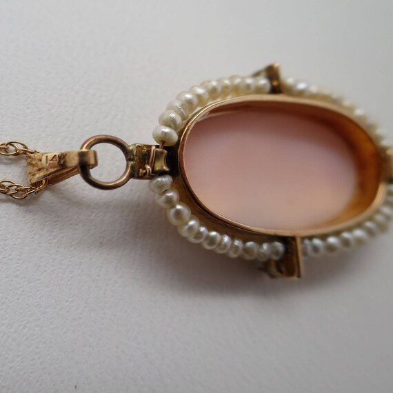 Antique Pink Shell Cameo Necklace surrounded by S… - image 7