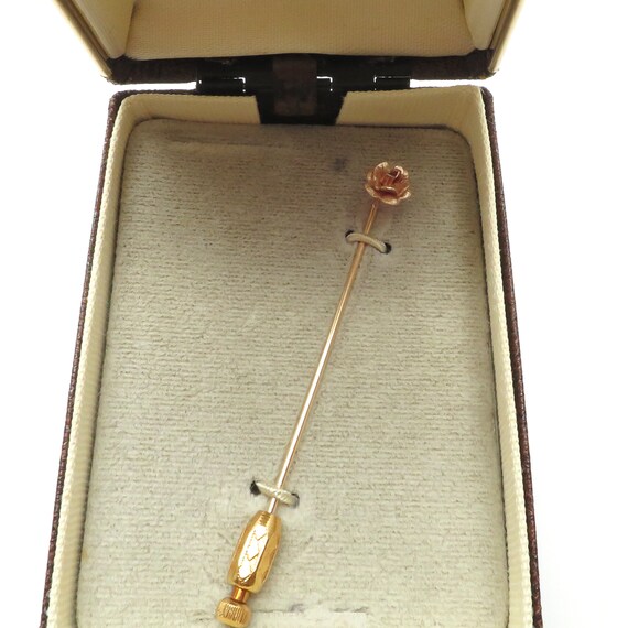 Vintage New Krementz Gold Overlay Rose Stick Pin/ Sti… - Gem
