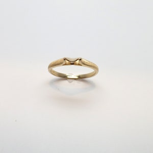 New 14K Yellow Gold Brush Finished Indented Band / Ring / Stacking Ring/ Wedding Band / Sits against a stone ring / Size 6 1/4 /1.67 Grams