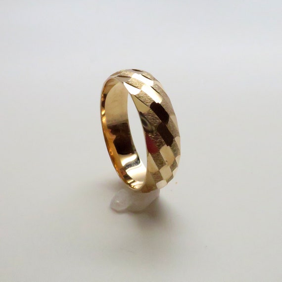 Stunning Vintage New 14K Yellow Gold 6mm Wide Ban… - image 5