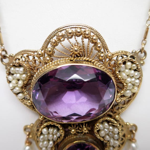 Beautiful Antique Edwardian Filigree Amethyst and… - image 4