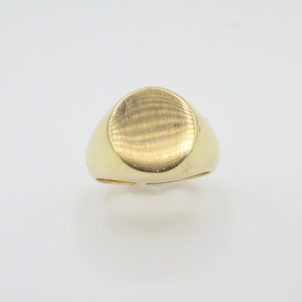 Heavy Classic 1/2 inch Oval 10K Yellow Gold Vintage New Signet Ring/ Size 8.75 / 9.61 Grams