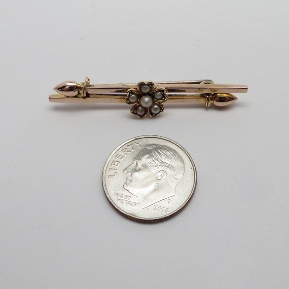 Gorgeous Antique Edwardian 14K Yellow Gold Pearl … - image 2