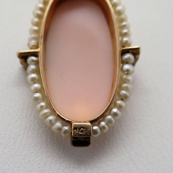 Antique Pink Shell Cameo Necklace surrounded by S… - image 6