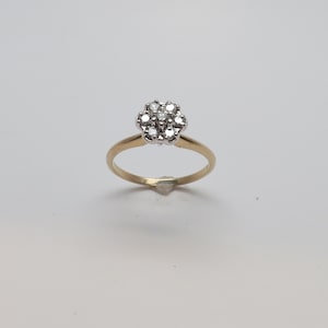 Pretty Vintage New .30 ct. TW.  Diamond Cluster 14K Engagement Ring.  Illusion Mounting makes it look like a 1.5 carat stone. Sz 6.5