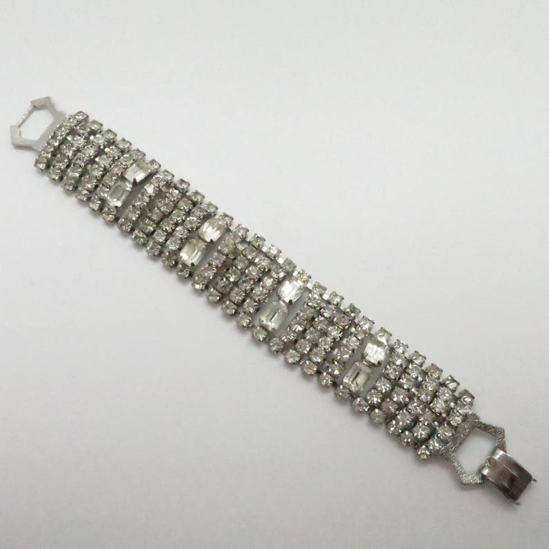 Vintage 1 Wide Flexible Rhinestone Bracelet