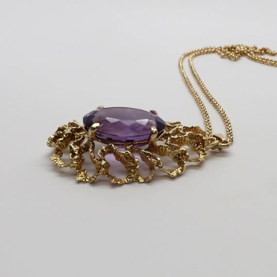 Stunning 14K Yellow Gold Amethyst Necklace set wi… - image 3