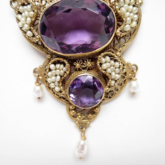 Beautiful Antique Edwardian Filigree Amethyst and… - image 5