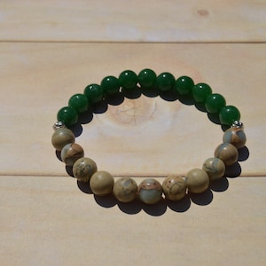 African Opal, Green Jade, Gemstone Bracelet, Medium
