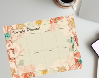 Printable Floral Weekly Planner, Printable To Do List, Printable Weekly Calendar, Weekly Agenda, Printable Weekly To-Do List