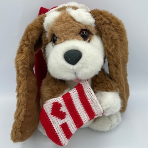 Vintage Kris Santa Puppy Dog Christmas Holiday Applause Plush Stuffed Animal