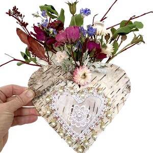 Birchbark wall vase for dried flowers