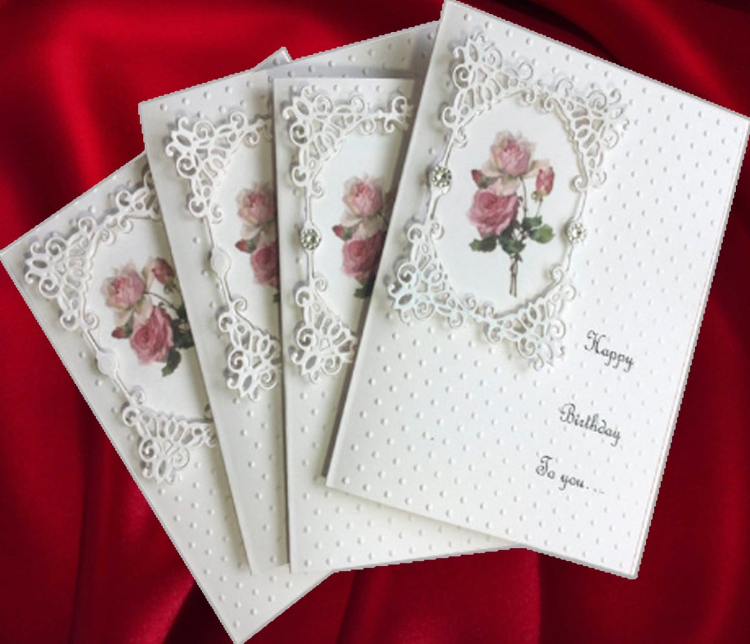 Pink Rose Birthday Cards Personalized, Feminine Note Cards Customized ...