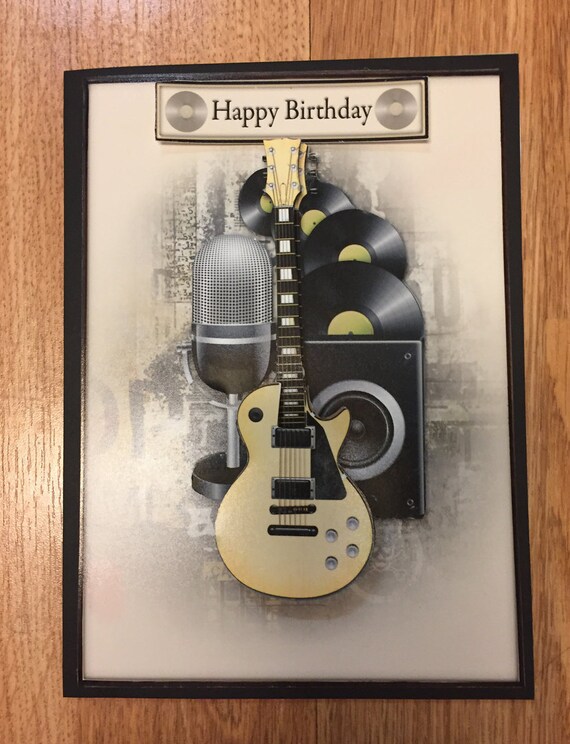 Happy Birthday Card Guitar Player Musician Gift Handmade Etsy