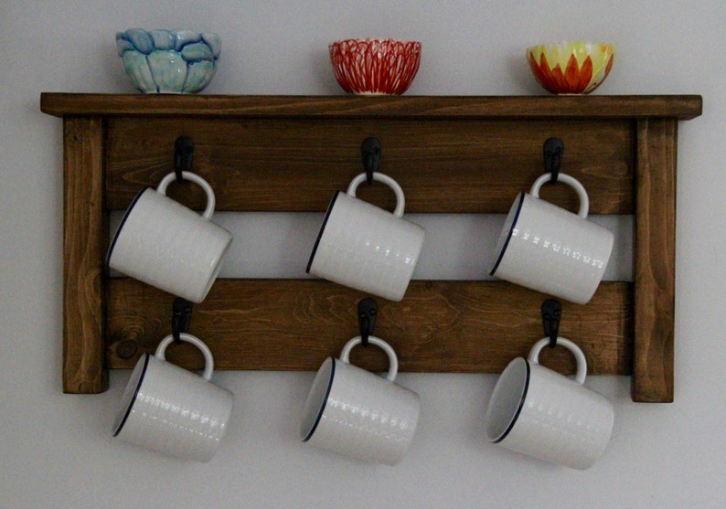 Coffee Mug Rack // Mug Storage // Kitchen Storage // Mug Etsy