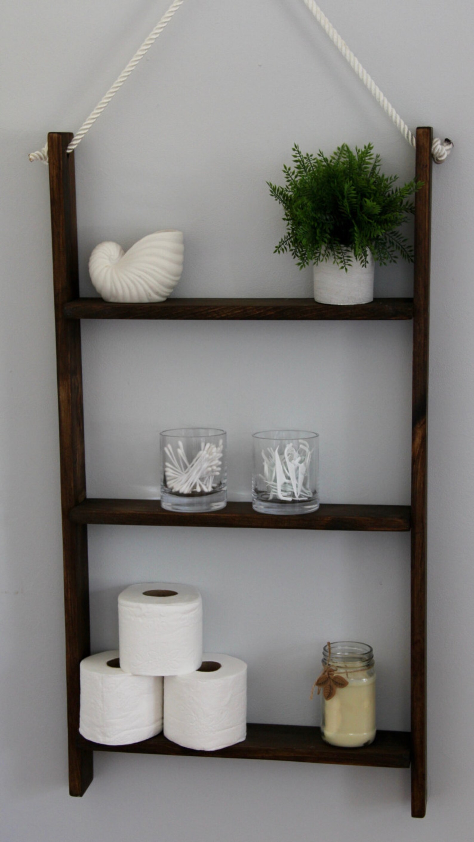 Hanging Ladder Shelf // Wall Storage // Wood Shelf // Bathroom Etsy