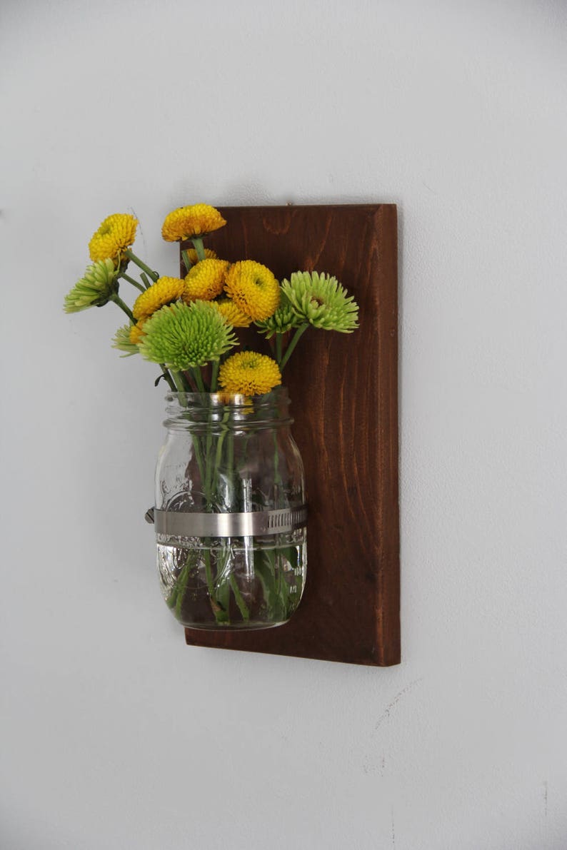 Set of 2 Small Mason Jar Vase // Mason Jar Sconce // Mason Jar Etsy