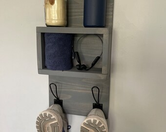 Home gym organizer // treadmill accessories organizer // spin bike organizer // fitness accessory organizer