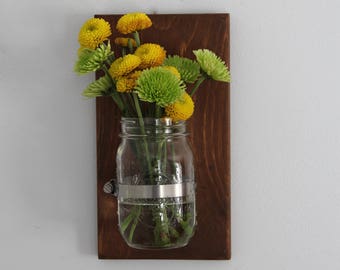 Small mason jar vase // Mason jar sconce // mason jar decor // mason jar planter